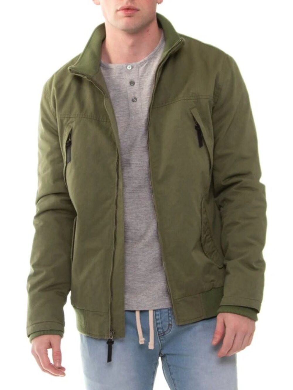 Civil Society Olive Green Harrington Jacket With Sherpa Lining/3866
